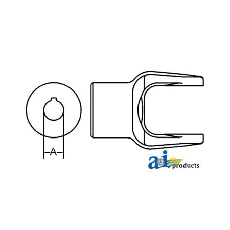 A & I Products Implement Yoke, Round Bore 1 1/4" w/ 1/4" Keyway 3" x4" x5" A-BP212056755-A
